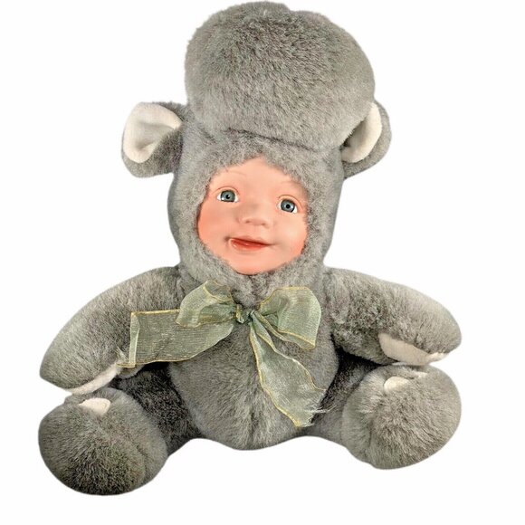 Vintage Show Stoppers Babes In The Wild Hippo Plush Stuffed Doll Porcelain Face - Picture 1 of 9